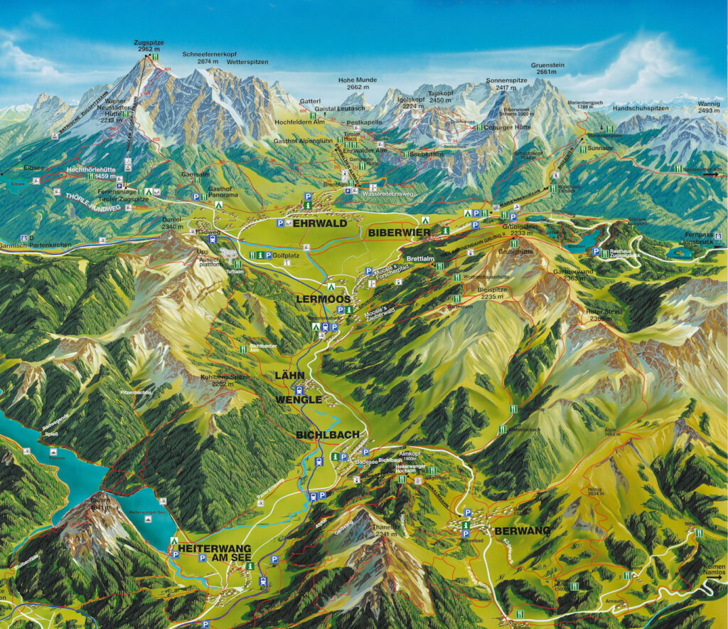 Panoramabild Wandergebiet Tiroler Zugspitzarena